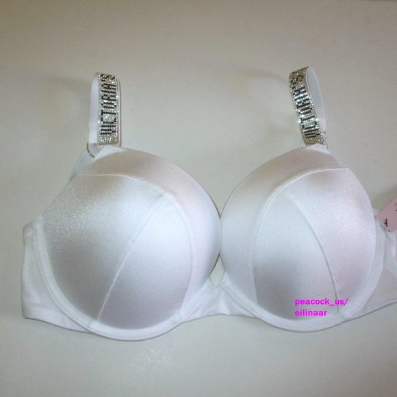 36DDD VICTORIA SECRET Swim Shine Strap Push Up Bikini Top Logo Rhinestone $69 - Picture 2 of 6
